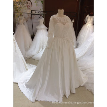 Ball Gown Long Sleeve 395 Satin Lace Tulle Two in One Wedding Dress